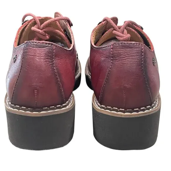 Pikolinos Women's Leather Vicar Oxford Shoes in Burgundy Size EU 36 US 5.5-6 - Picture 9 of 10